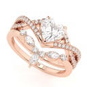 Heart Cut Diamond Twisted Unique Heavy Bridal Set Ring for Women