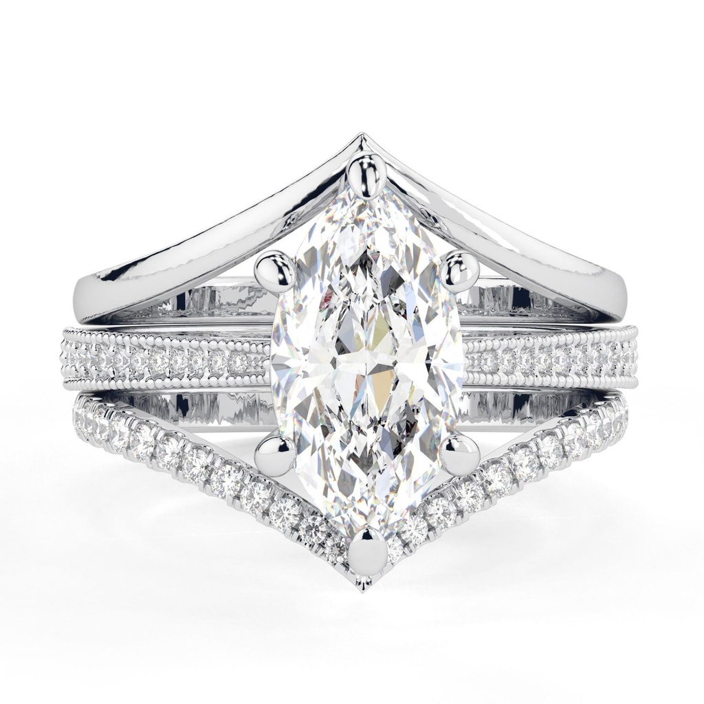  Marquise Cut  Engagement Ring Set 3PCS Yellow Gold Bridal Set Unique Wedding Ring Set Anniversary Ring Promise Ring