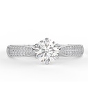 Round Cut Diamond Solitaire With Accents Engagement Ring for Women