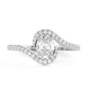 Unique Twisted Design Halo Look Diamond Engagement Ring,  Oval Cut Diamond, 14K White Gold, Natural Diamond Engagement Ring