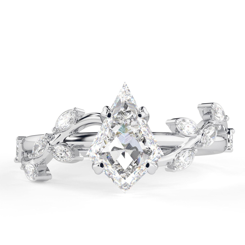  Kite  engagement ring Unique 14K Rose gold engagement ring women vintage cluster ring Bridal promise ring Anniversary ring