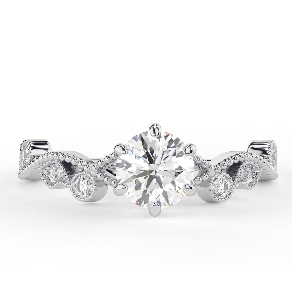 Round Cut Diamond Unique Style Engagement Ring for Women