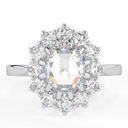 Halo Cathedral Style Designer Wedding Ring, Colorless Oval Rose Cut  Engagement Ring, 12 Claw Prong Anniversary Ring For Her