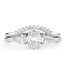 Oval Cut Diamond 3 Stone Unique Bridal Set For Women