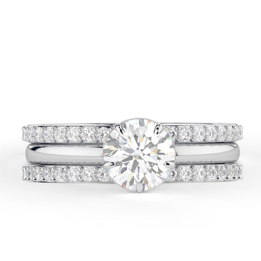Round Cut Eco Friendly Diamond Bridal Ring Set