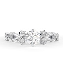 Round engagement ring Nature-inspired Rose gold diamond ring Vintage leaf art deco Lab grown diamond ring Wedding gift for her