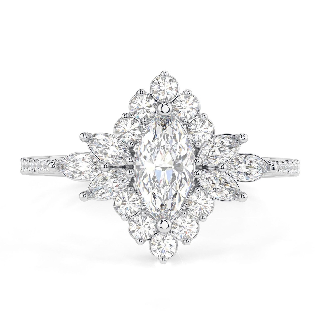 Marquise Cut Diamond Art Deco Anniversary Ring for Women