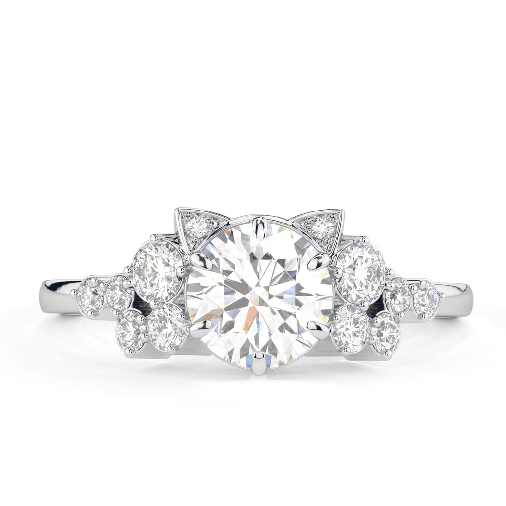Round Cut Diamond Unique Style Engagement Ring for Women