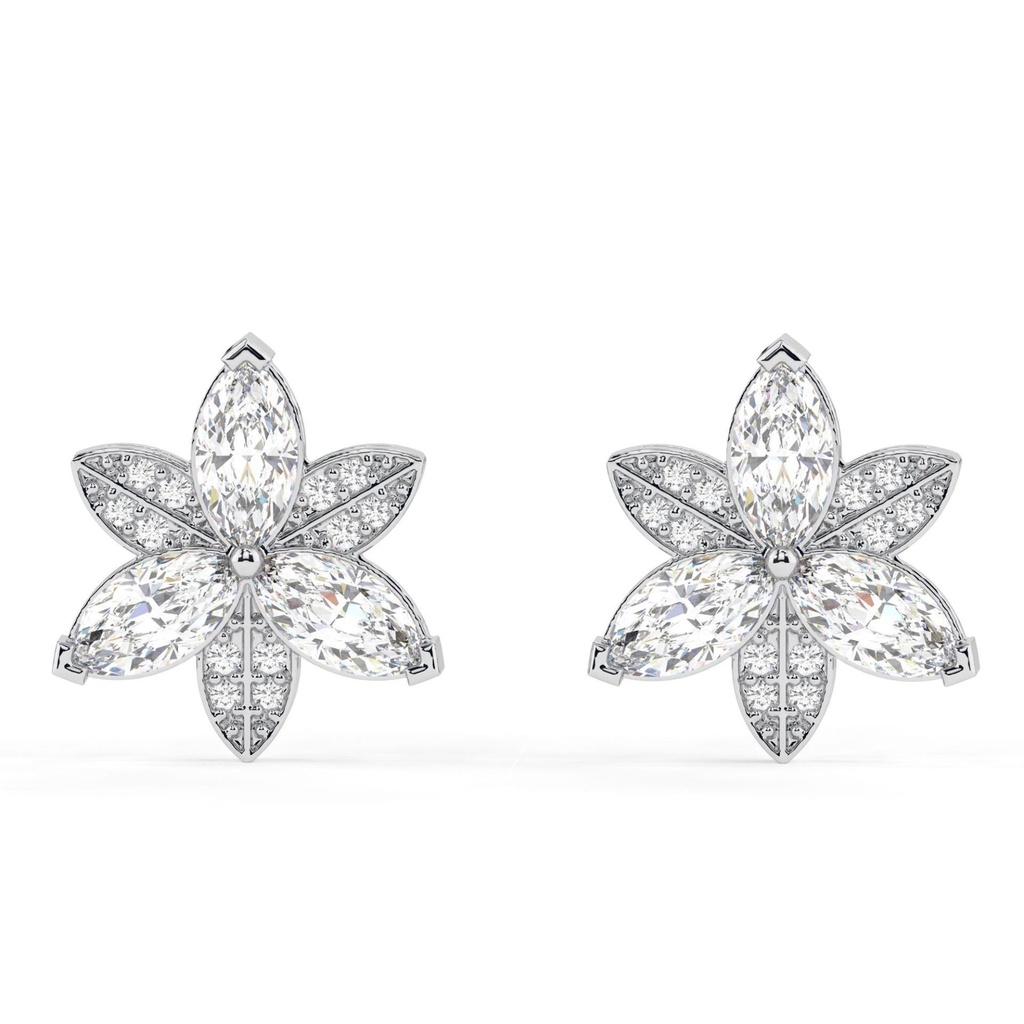 Marquise Cut Diamond Floral Style Earrings For Women