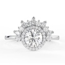 Round Cut Diamond Halo Unique Style Anniversary Ring for Women