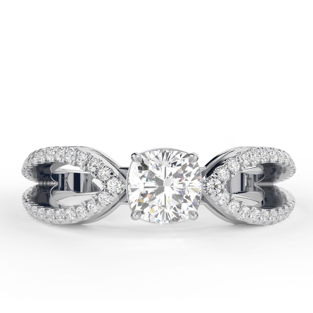Cushion Cut Diamond Split Shank Anniversary Ring for Women