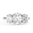 Oval Cut Diamond 3 Stone Hidden Halo Engagement Ring for Women