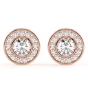 Round Cut Diamond Halo Stud Earrings For Women