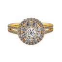 Round Cut Diamond Double Halo With 2 Row Accents Engagement Ring for Women