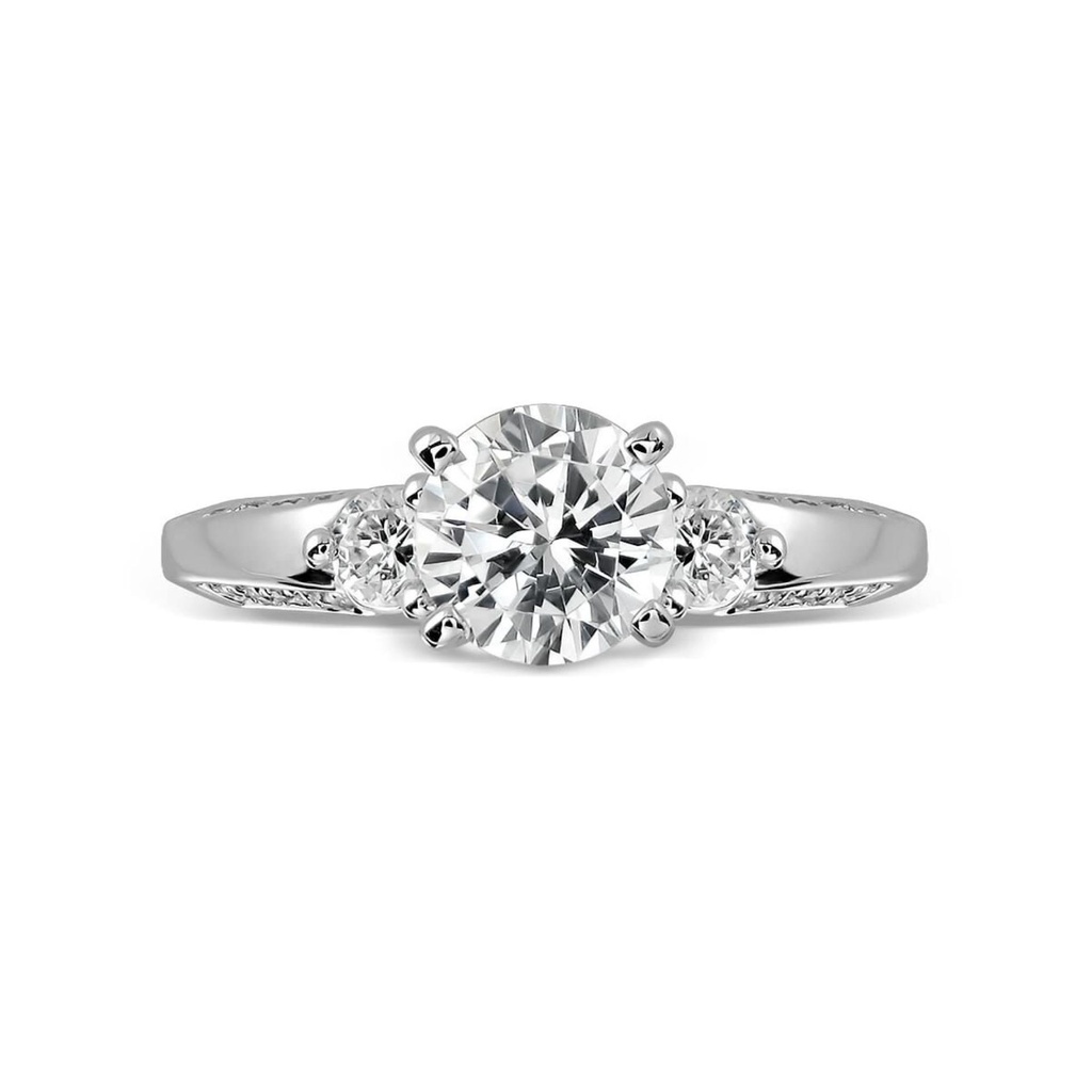 Round Cut Diamond 3 Stone Unique Style Engagement Ring for Women