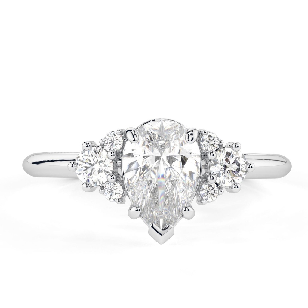 Pear Cut Diamond Cluster 7 Stone Engagement Ring for Women