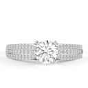 Round Cut Diamond Heavy Solitaire With Accents Engagement Ring for Women