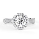 Round Cut Diamond Hidden Halo With Accents Engagement Ring for Women