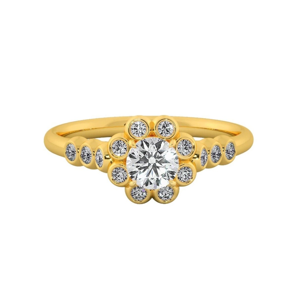 Round Cut Diamond Halo With Accents Engagement Ring for Women