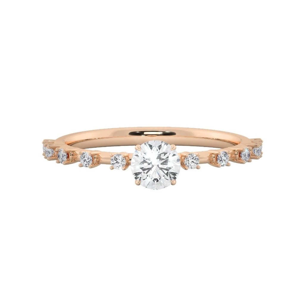 Round Cut Diamond Solitaire With Accents Engagement Ring for Women