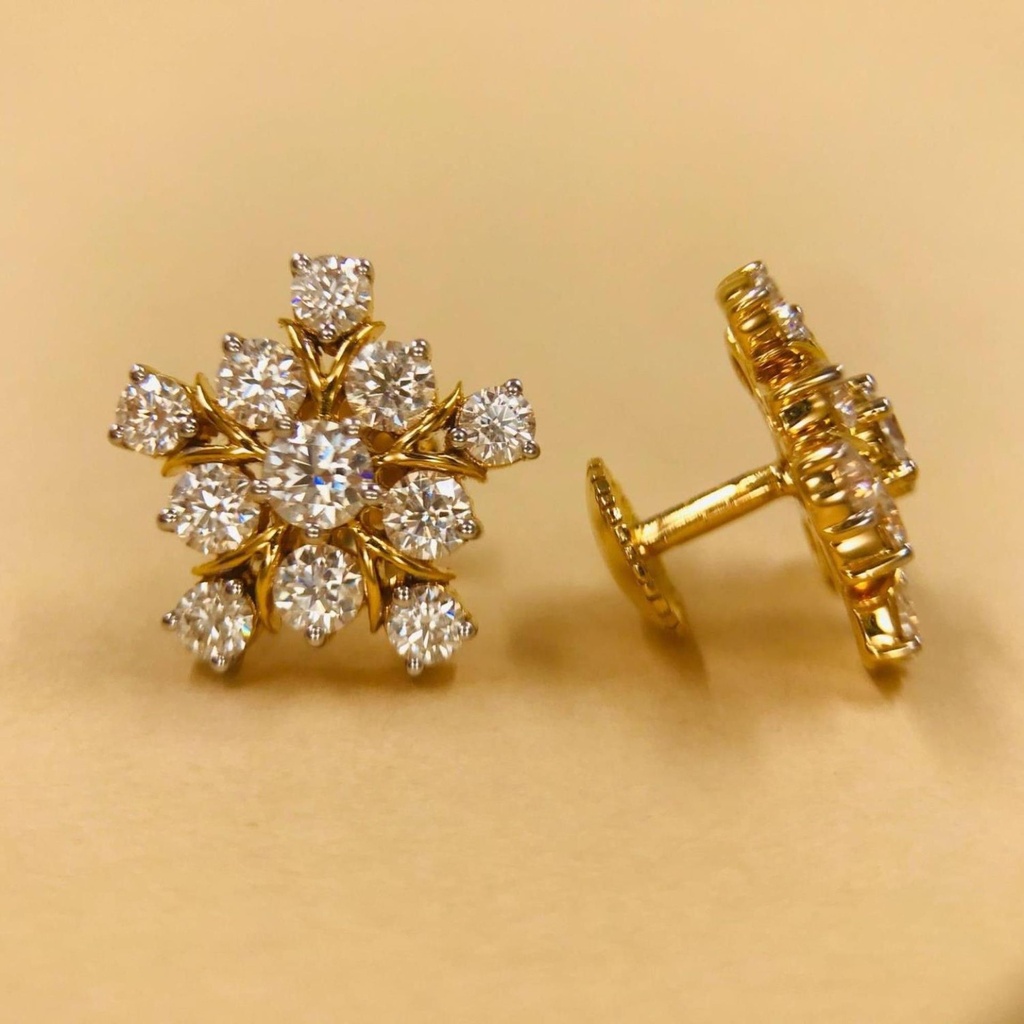 Round Cut Diamond Unique Style Stud Earrings For Women