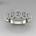 Oval Cut Diamond Half Eternity Halo Wedding Band For Women