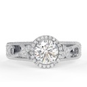 Round Cut Diamond Vintage Heavy Unique Halo Engagement Ring for Women
