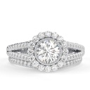 Round Cut Diamond Halo Split Shank Bridal Set Ring for Women