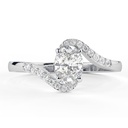 Oval Cut Diamond Solitaire With Accents Unique Engagement Ring for Women