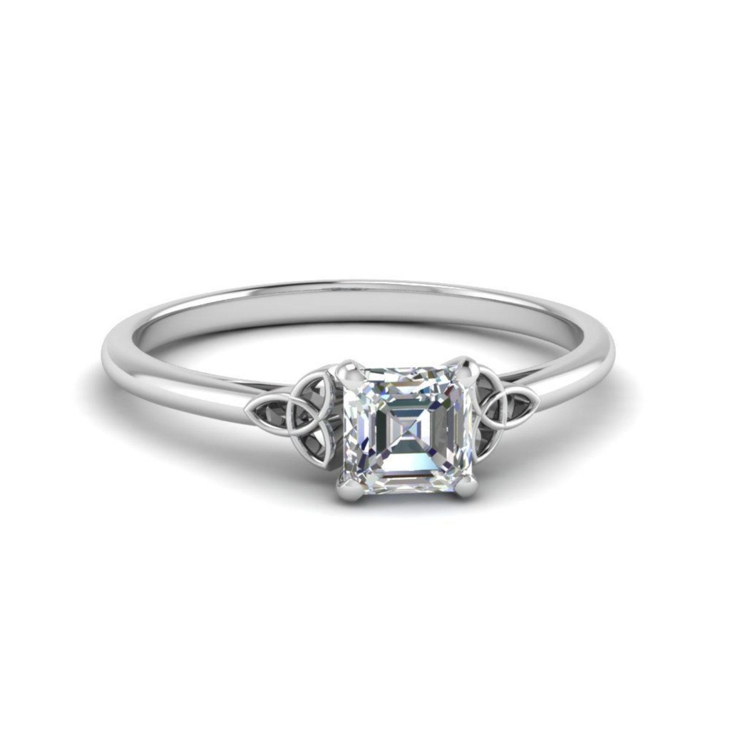 Asscher Cut Diamond Solitaire  Engagement Ring For Women
