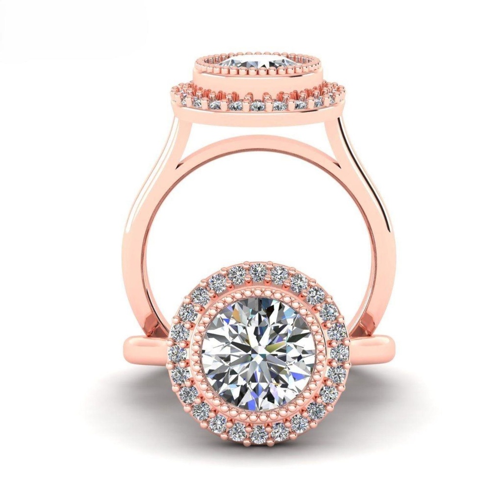 Round Cut Diamond Halo Engagement Ring for Women