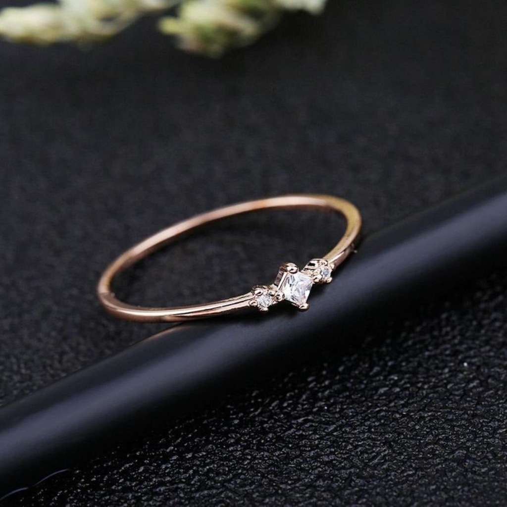 Princess Cut Diamond Unique 3 Stone Birthday Gift Ring for Women