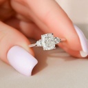 Elongated Cushion Cut Diamond 3 Stone Anniversary Ring For Women