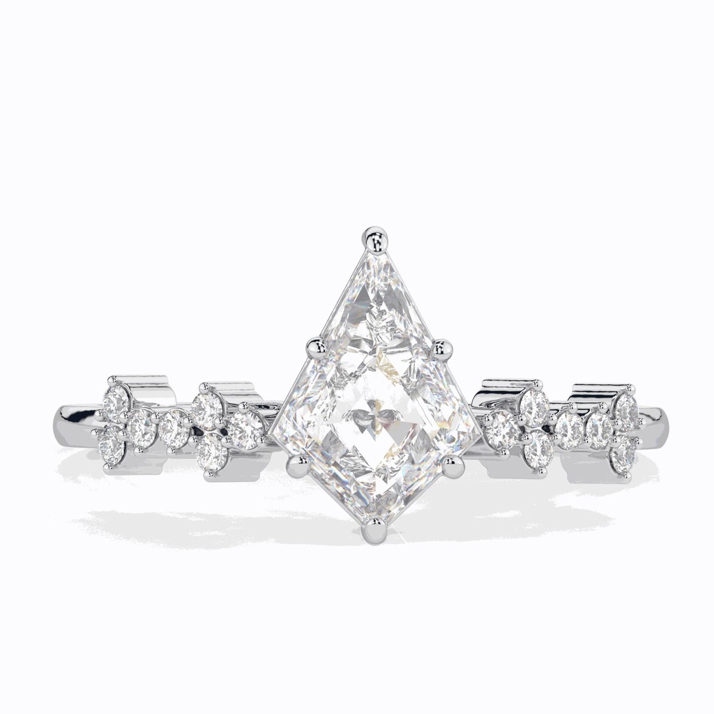Kite Cut Diamond Unique Solitaire With Accents Engagement Ring for Women