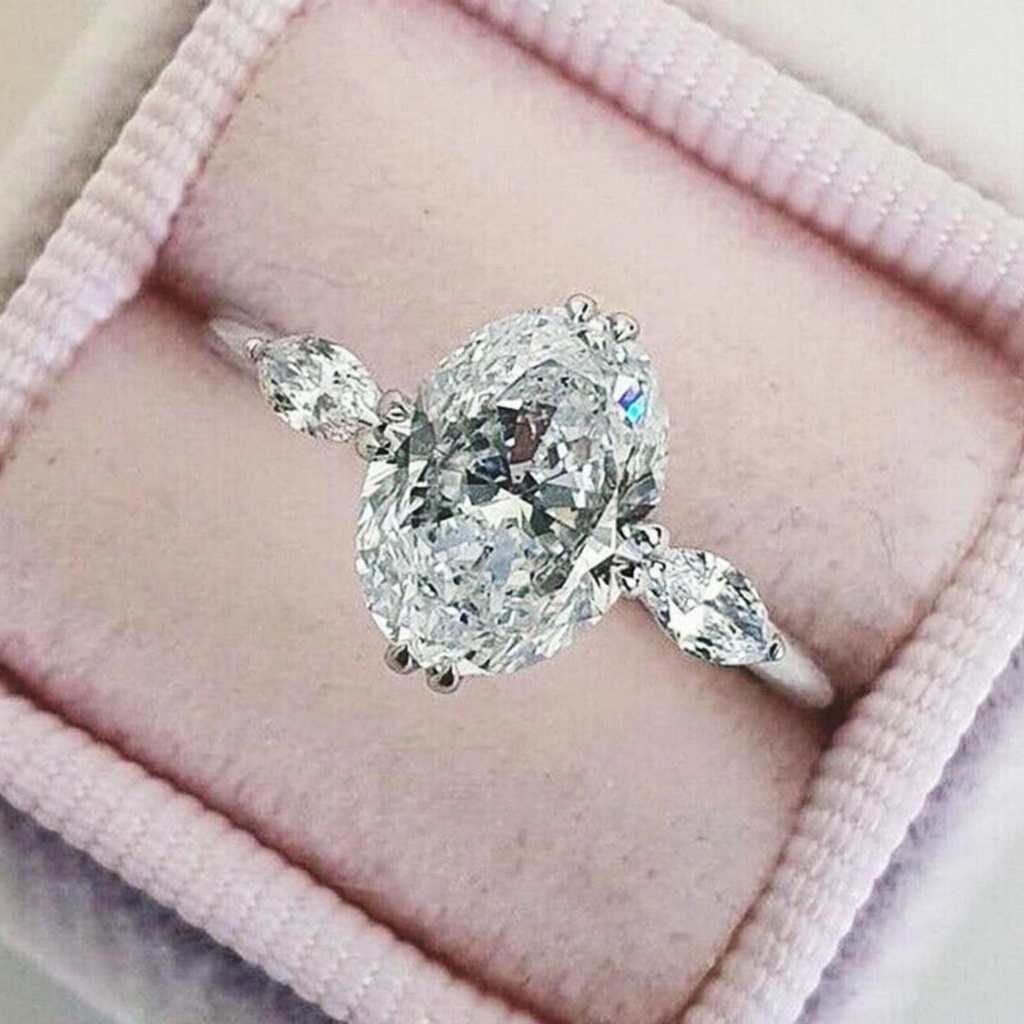  Oval Cut Diamond Three Stone Engagement Ring, Anniversary Ring Three Stone Engagement Ring, Minimalist Ring for Women