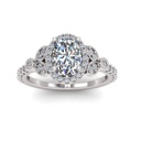  Oval Cut Diamond Vintage Style Halo With Accents Engagement Ring for Women