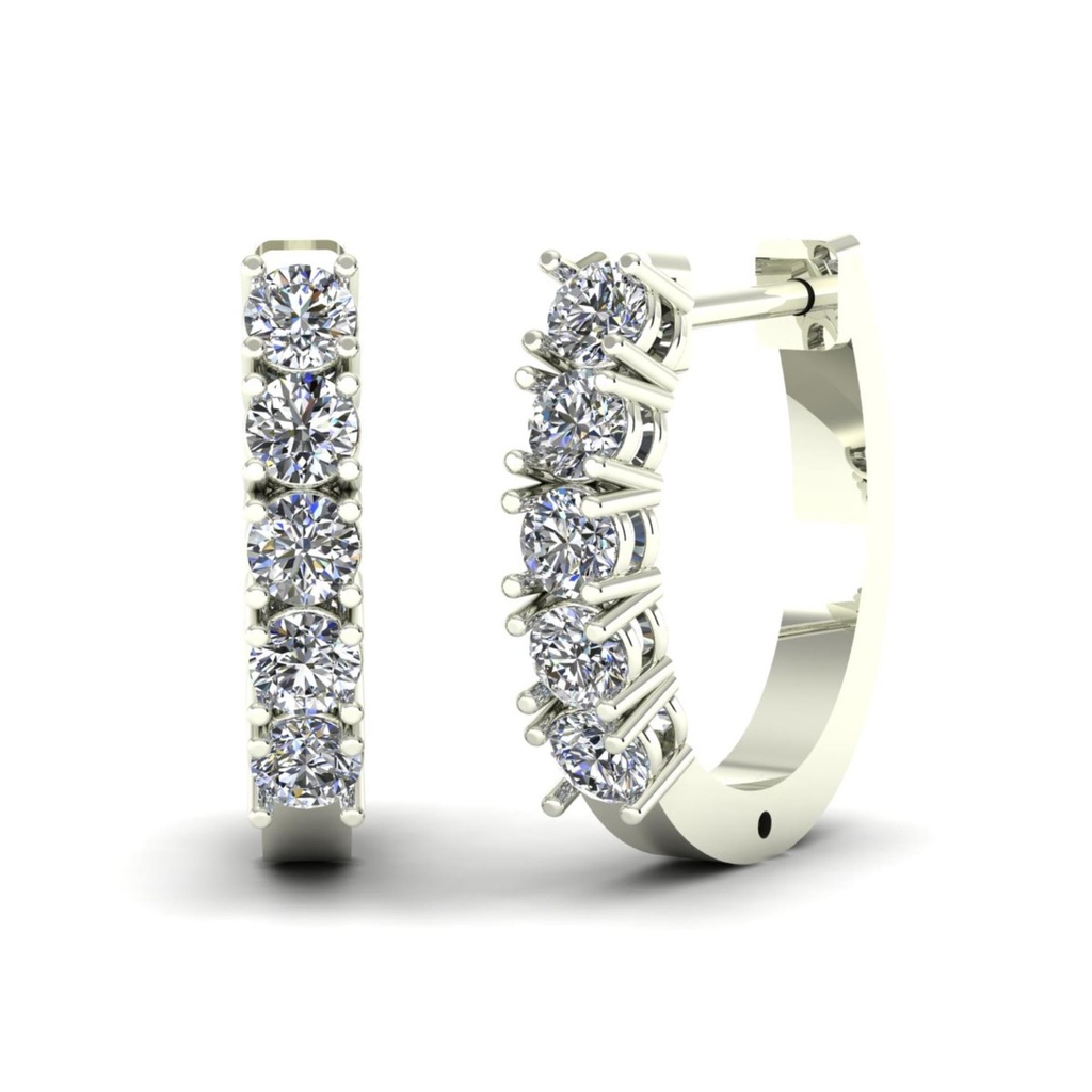 Round Cut Diamond Hoop Earrings For Women