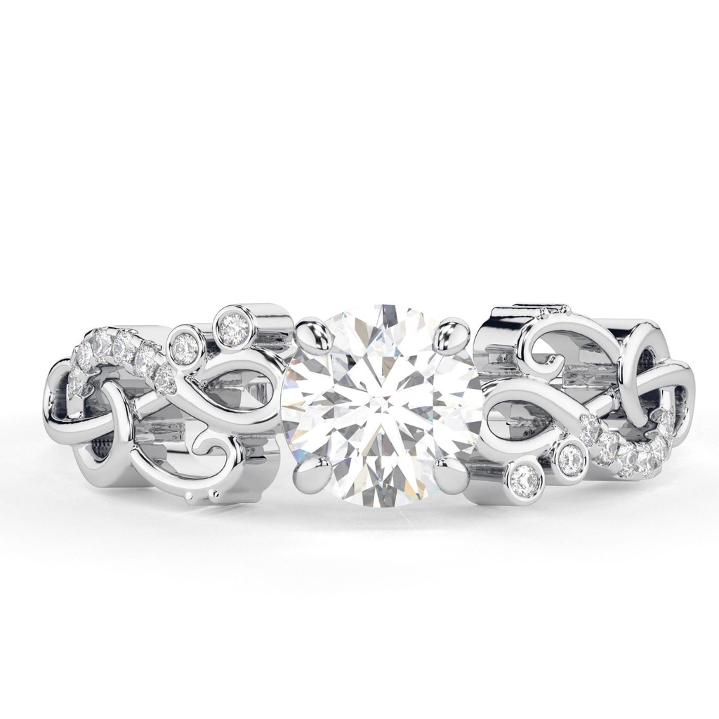 Music Lover  -Round Diamond Engagement Ring - Beautiful Petra rings - 14k 18k Platinum - BP047 - Patent Pending