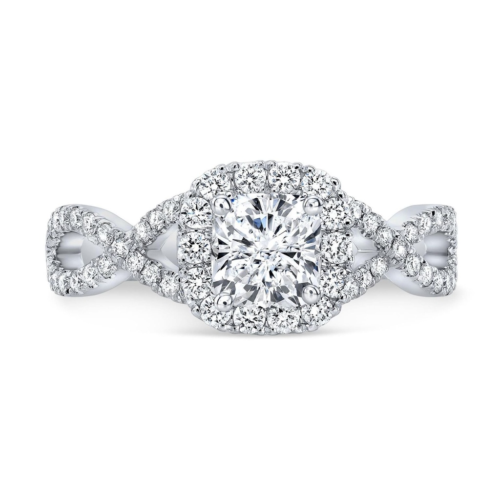  Halo Diamond Twisted Engagement Ring, Sterling Silver Diamond Wedding Ring For Bridal, 10K/14K Gold Anniversary Diamond Ring For Gift