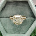  Cushion Cut Diamond Halo With Accents Bridal Set Ring For Women