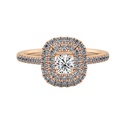 Round Cut Diamond Double Halo With Accents Engagement Ring for Women