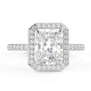 1.00 CT Radiant Cut Diamond Hidden Halo With Accents Engagement Ring For Women