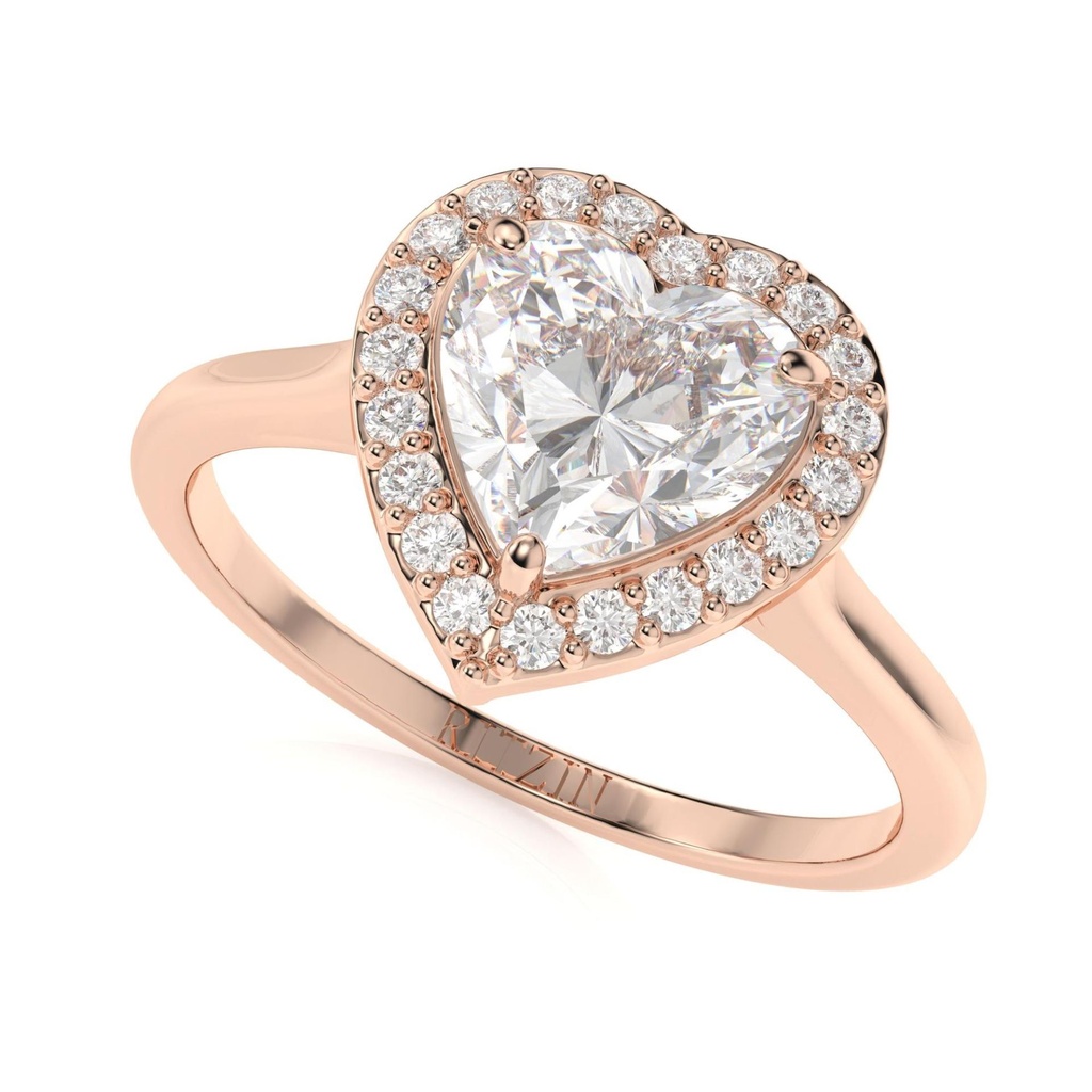1.00CT White Gold Halo Heart Engagement Ring  Heart Ring, Halo Heart Ring, Love Ring Anniversary Ring, White Gold Promise Ring