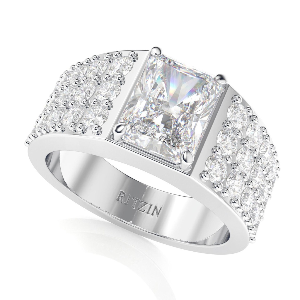 1.50 CT Radiant Cut Eco-Friendly Diamond Men's Ring With Accents Set