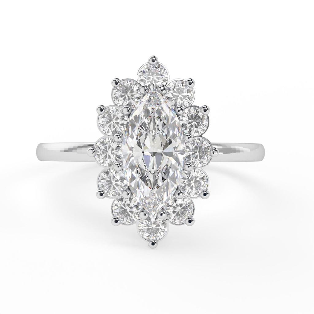  2.00CT Bridal Ring Marquise Halo style 14K White Gold Lab Grown Diamond Engagement Ring - Yali model