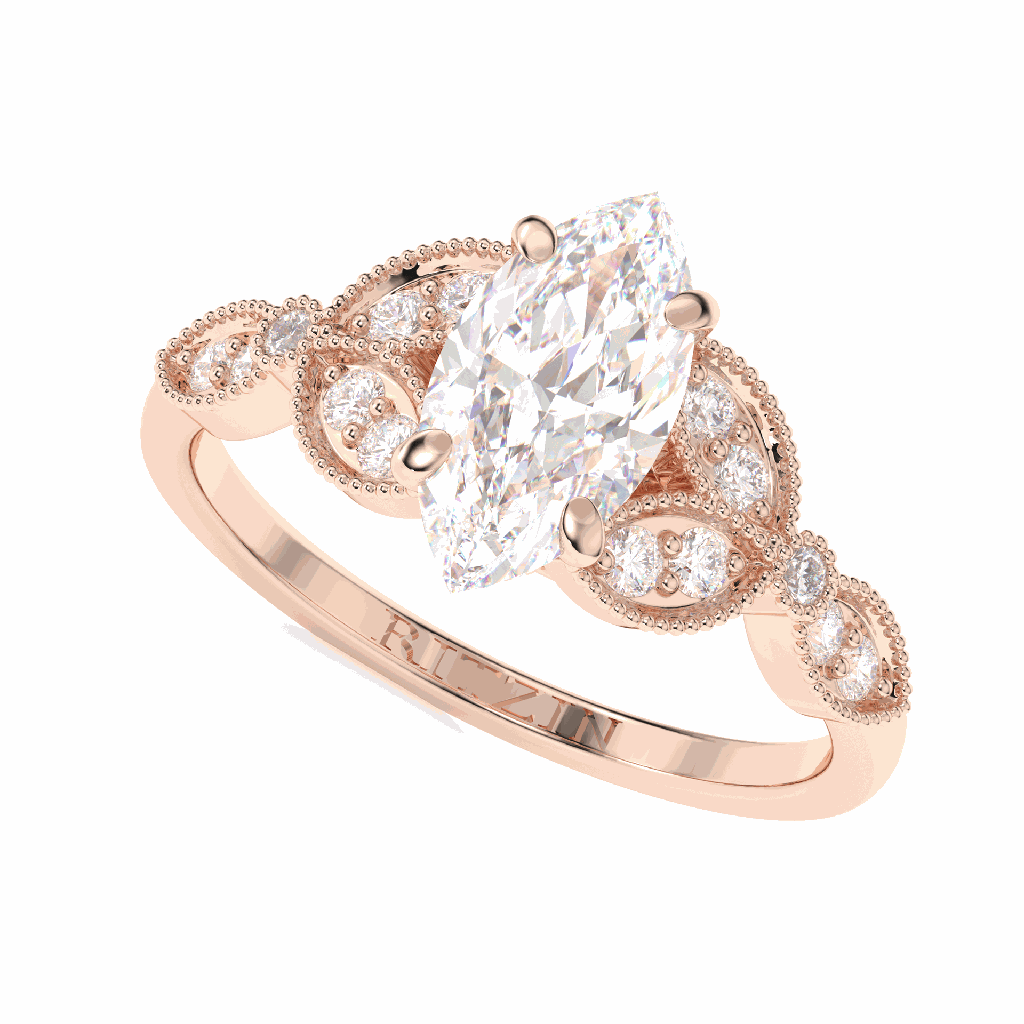 1.50CT Marquise Cut Diamond Solitaire Accents Engagement Ring for Women