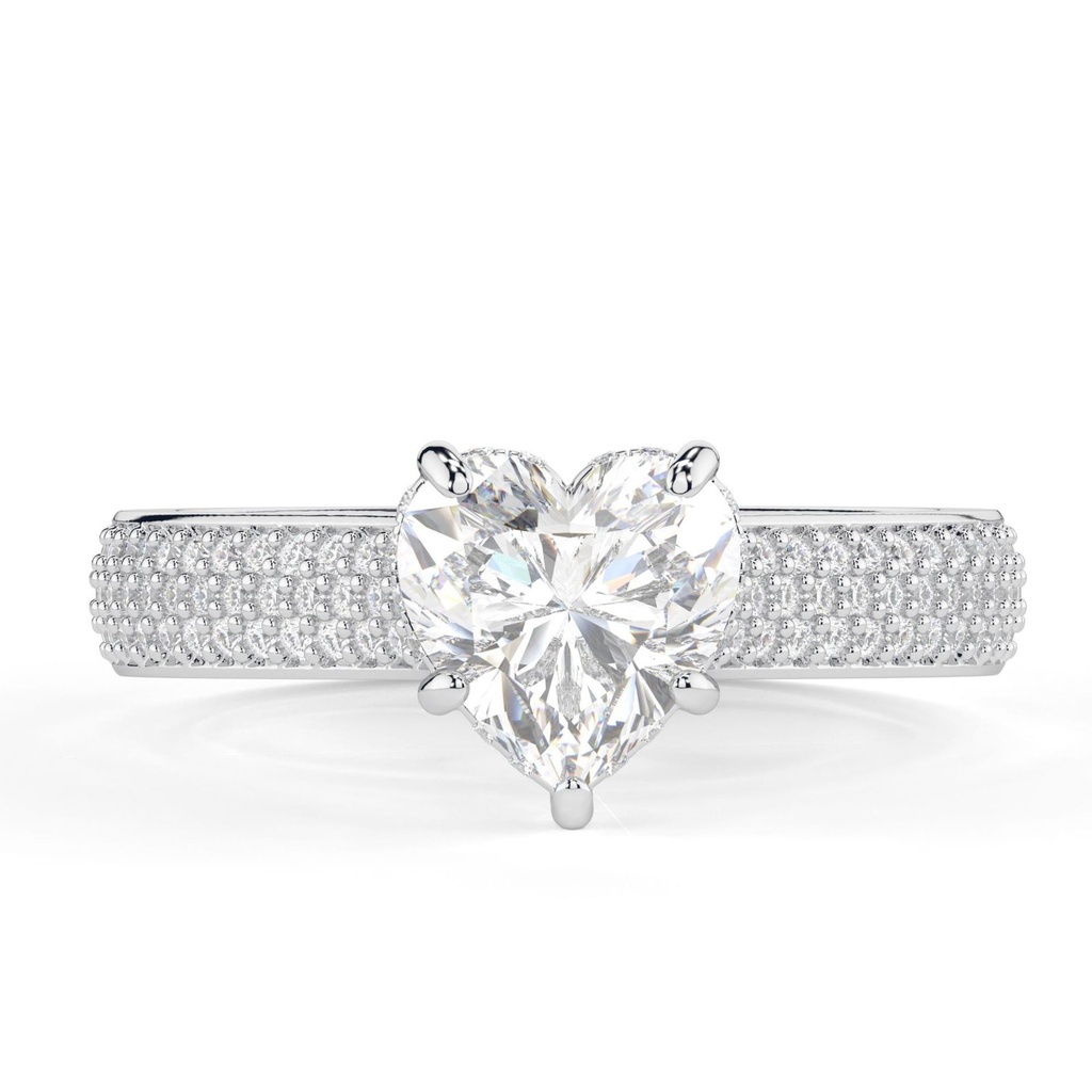 1.50CT Heart Shape Lab Grown Diamond Engagement Ring  Diamond Hidden Halo/Pave Wedding Ring Heart Diamond Ring 