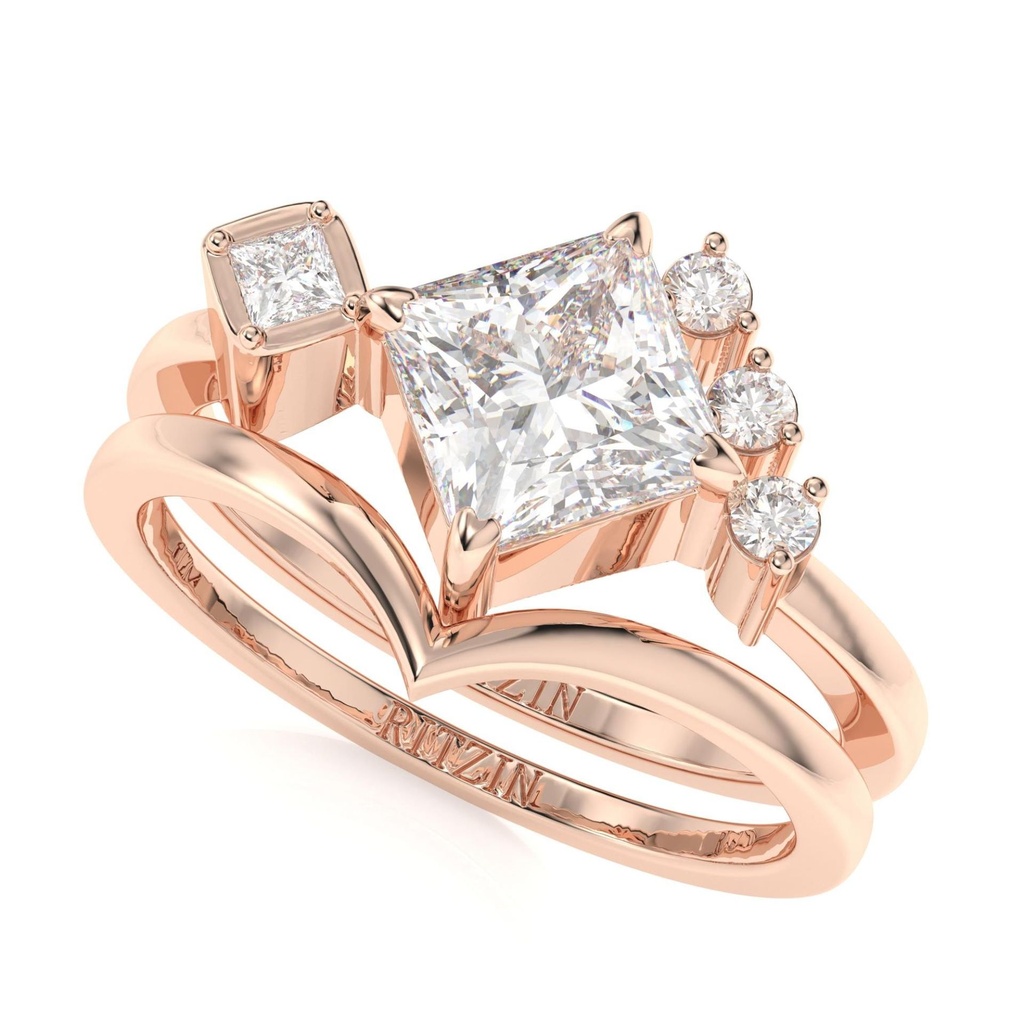 2.00CT Princess Cut Diamond Bridal Set For Women