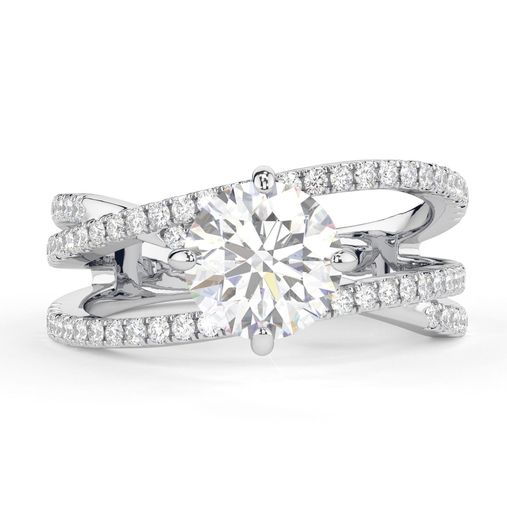 1.00CTRound Cut diamond  Criss Cross Anniversary Ring for Women