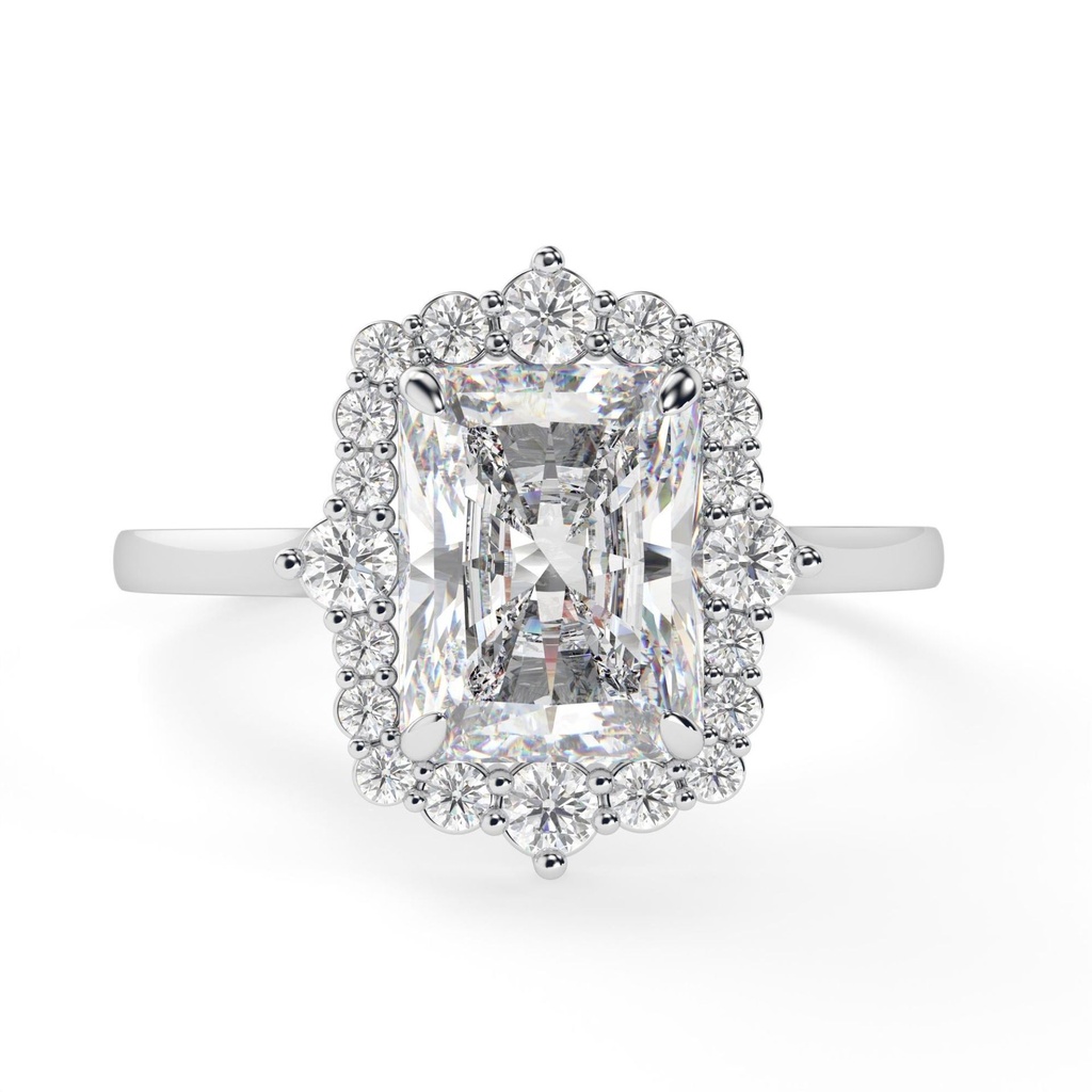 1.50CTRadiant Cut Diamond Halo Style Engagement Ring For Her